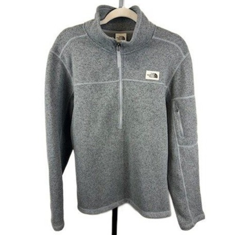The North Face Fleece Jacket Men's Size Medium Heather Gray 1/4 Zip S Sweater